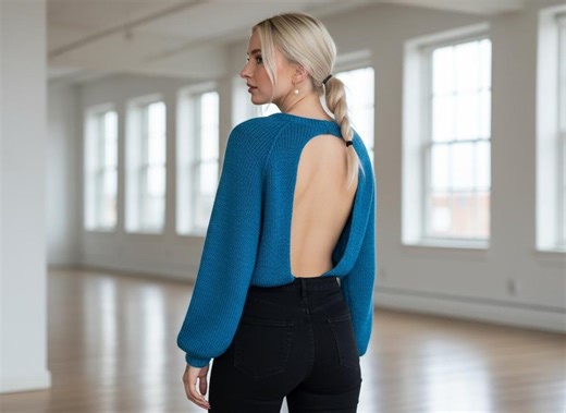Open Back Knit Sweater Pattern PDF - Etsy