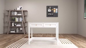 LTMEUTY White Desk with Drawers for Bedroom, 40 Inch Small Computer Desk with Storage, Modern Vanity Desk for Small Spaces, Rattan Study Writing Table for Home Office