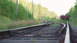 Mechanical railroad switch in operation | Premium Stock Video Footage