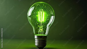 A bright green light bulb stands against a dark backdrop, illuminating its unique filament and design elements, creating an inviting atmosphere with its enchanting glow.