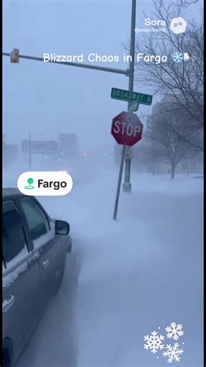 Blinding snow, howling winds, and near-zero visibility turn everything into a frozen whiteout. #Fargo #NorthDakota #Blizzard #WinterStorm