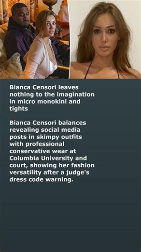 Bianca Censori leaves nothing to the imagination in micro monokini and tights