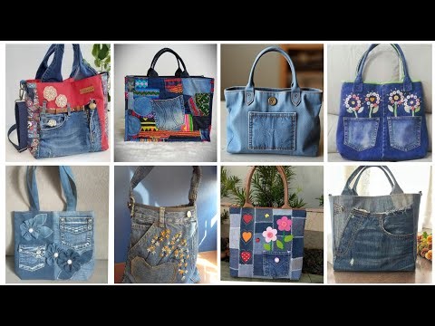 Latest recycled old jeans denim jeans bags purse ideas for womens