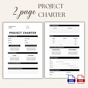Project Charter Template Editable Ms Word PDF, How to Write a Project Charter, Best Project Management Business Planner, Simple Brief PP04 - Etsy