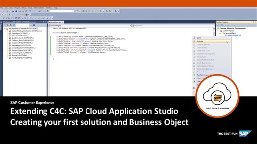 Creating a Business Object - Extending SAP Cloud for Customer