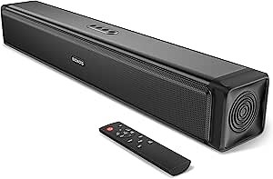 Sound bar, Small Soundbar Surround Sound System Speaker for TV/PC/Gaming/Projector, 20 Inches, Bluetooth/HDMI ARC/Optical/AUX Connections, DSP, Built-in Dual Subwoofer, Bass Adjustable, Wall Mountabl
