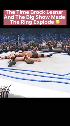 8Ball Wrestling on Instagram: "On the June 12, 2003, episode of SmackDown, Brock Lesnar and Big Show delivered one of the most iconic spectacles in wrestling history when Lesnar executed a massive superplex on the giant from the top rope. The sheer impact of the two heavyweights crashing down caused the entire ring to implode and collapse in a heap of broken steel and canvas. Referee Mike Chioda was sent flying, and the live crowd erupted in shock, making it a legendary, albeit dangerous, stunt.