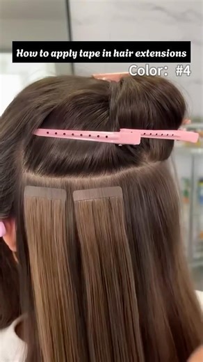 How to install tape ins hair extensions 💯Loving the dark brown #hairtutorial #hairextensions