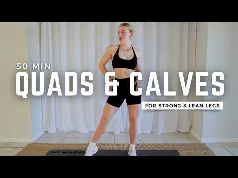 50 Min QUADS & CALVES Workout w/ Dumbbells | At-Home Strength for Lean Legs - Maximize Results
