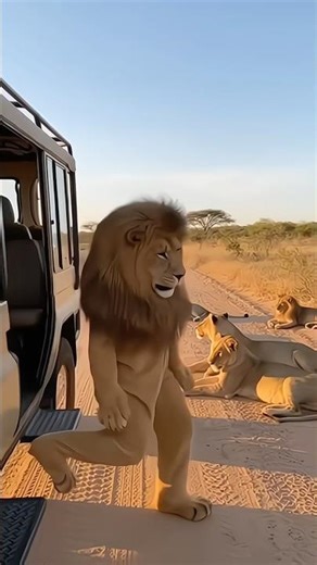 Will the Lions Recognize Her? 🦁 A Woman in a Lion Costume Meets a Wild Pride #shorts