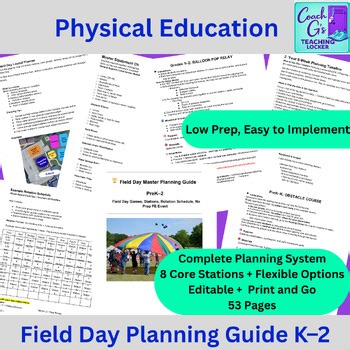 Field Day Planning Guide PreK–2 |PE Games, Stations, Rotation Schedule, Editable