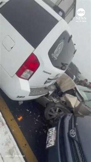 A 59-car pileup on California's Highway 99 left 10 people injured on Saturday. The highway patrol said it was a foggy morning in Tulare County, with visibility between 100-200 feet when the crashes happened. https://abcnews.visitlink.me/CslTVE | ABC News