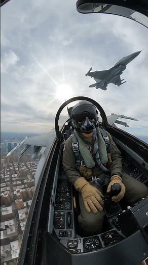 POV: F-16 Fighter Jet Flying Over NYC in Formation | USAF Cockpit View 4K