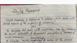 Chapter-1 Social Pharmacy - Social Pharmacy - Notes - Teachmint