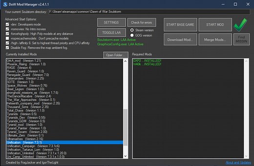 DoW Mod Manager v2.4.1.1 file - Unification Mod - Dawn of War: Definitive Edition for Dawn of War