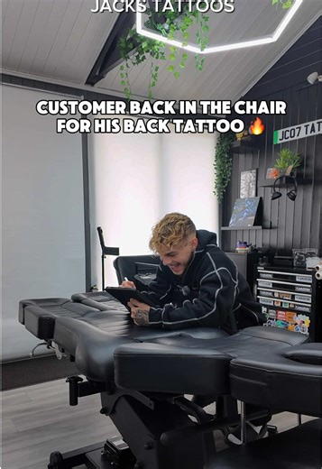 Back Tattoo Session with Customer: Artistic Journey