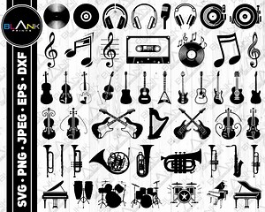 Music Icon Vector Bundle: Instruments, Notes (svg, Png, Jpg, Eps, Dxf) - Etsy