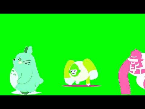 New Cartoon Animals Walking Green Screen Cartoon Video