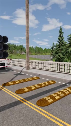 Cars Crossing a Wooden Bridge Animation