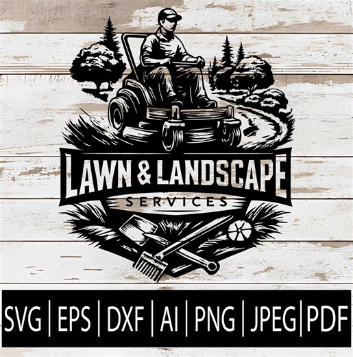 Lawn Care Logo SVG | Landscape Company Logo Design | Lawn Mower Silhouette Clipart for Cricut Sub Laser Cnc | Svg Eps Png Dxf Jpg Pdf Ai - Etsy