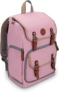 GOgroove Camera Backpack Bag Professional for DSLR/SLR/Mirrorless Photography Camera Case and with Tablet Compartment, Tripod Holder, and Waterproof Rain Cover (Pink) (Mid-Size)