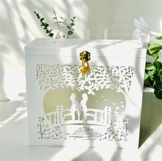 Personalized Lesbian Wedding Card Box: Rustic Wooden Keepsake - Etsy UK