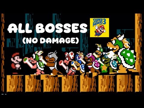 Super Mario Bros 3 (NES) - All Koopaling Boss Battles (No Damage)
