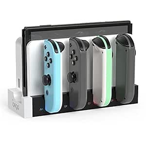 Charging Dock Compatible with Nintendo Switch & Switch OLED Model Joycons, Switch Controller Charger Dock Station for Joycon Charges up to 6pcs, Charging Stand Station for Nintendo Switch/OLED Model
