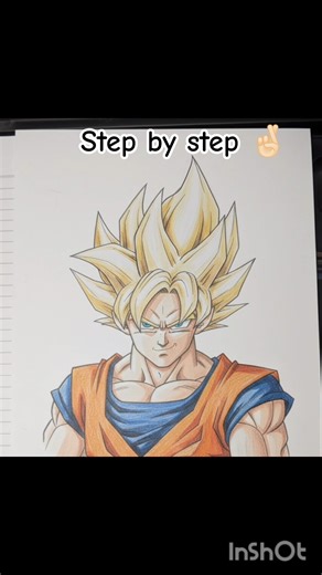 How to Draw Goku SSJ [step By step]✨🗿#viral #howtodraw #anime #drawing #shorts