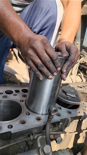 Satisfying Cylinder Liner Installation #automobile #mechanic #shortsfeed #trending