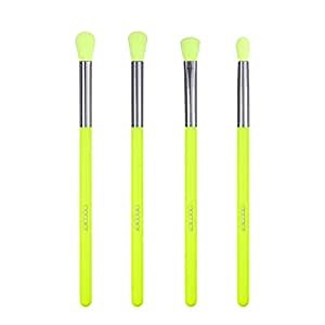 Docolor Neon Makeup Brushes 4 Piece Blending Brush Set Smoky Eye Shadow Contour Kit For Shading & Blending of Eyeshadow Cream Powder Highlighter