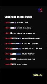 foot à la TV aujourd'hui vendredi 12 décembre. Programme TV foot ce soir #foot #TV # #ProgrammeTV