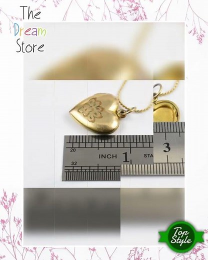 12K Gold Filled Victorian Style Engraved Heart Locket Necklace 18 in