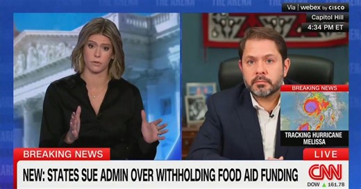 CNN’s Kasie Hunt Grills Dem Senator On His Party’s Role in Government Shutdown: ‘I Have Neighbors Who Are Having To Use Food Banks’