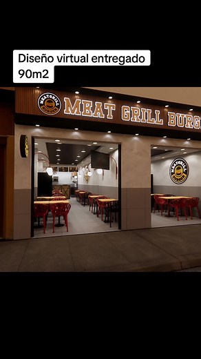 Diseño de local para provincia. Local de 90m2, dos locales juntos. Tu también diseña el tuyo. Cotiza en el perfil. . . . #viral #fyp #emprendimiento #fypシ゚viral #diseñodeinteriores #diseño #arquitectura #burger #fastfood #xyzabc