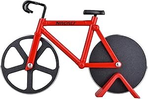 Ninonly Bicycle Pizza Cutter Wheel,Non-stick Bike Pizza Slicer,Stainless Steel Cutting Wheels With a Stand for Pizza Lovers, Housewarming Gifts Cool Kitchen Gadget Cool Men's Gift