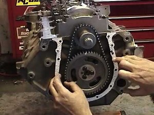 Part #11 of 20 Chevy BBC Hi-perf Engine Rebuild 454 Oil Filter bypass & timing cover installation.