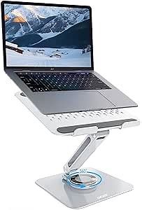 acer Laptop Stand for Desk - with 360 Swivel Base, Rotating Laptop Riser for Desk, Adjustable Computer Stand for Laptops, Ergonomic Riser Holder Foldable, Portable MacBook Pro Air (10-16") - Silver