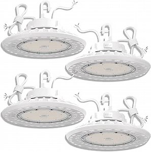 High Bay Led Shop Lights for Warehouse Barn Factory, 5000K Daylight, 240W, 36000LM, 100-277V, Dimmable 0-10V, Waterproof, Commercial Bay Lighting, Super Bright, UL,White 4 Pack