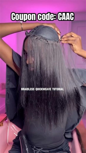 Braidless Quick Weave Tutotial✨Natural Middle Part Leave Out | Silk Press Ft.#ulahair