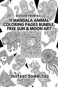 Mandala Animal Coloring Pages Bundle, 11 Printable Designs for Adults and Kids, Intricate Animal Mandala Art, Coloring Pack, Free Sun Moon - Etsy