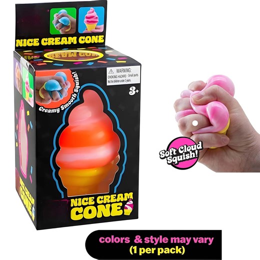 Needo Nice Cream Cone, Squish Squeeze Ice Cream Needo, Stress Relief Gadgets for Anxiety Relief