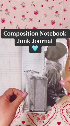 Junk journaling in my composition notebook today.❄️☕️ #junkjournal #junkjournaling #compositionnotebook #junkjournalideas #create