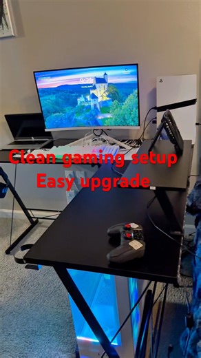This L-shaped desk just upgraded my entire gaming setup #tech #gamingsetup #lshapeddesk