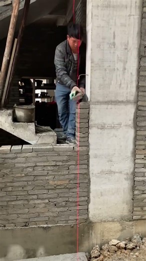 Red Laser Tool for Brick Line Checking #shorts #construction