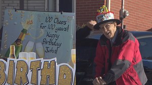 It was a very special week for a local veteran of the Second World War. John Graham celebrated his 100th birthday on Thursday. While he usually stays in a retirement home in Durham Region, his family set up a drive-by celebration outside his son's home. They marked the occasion with lots of decorations — and even some singing. Take a look. | CBC Toronto