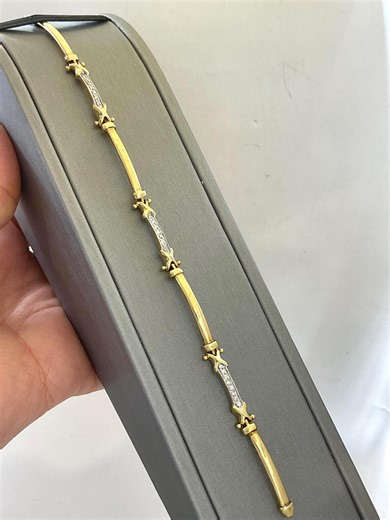 14k Gold Diamond Bracelet - Etsy