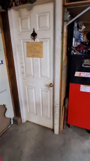 This man has a small NASCAR collection. 😂 It takes up several rooms in his house and part of his garage. Each piece has a card identifying the car, driver, and owner. What do you think this is worth? The sign on the door could use an upgrade. 😳💯