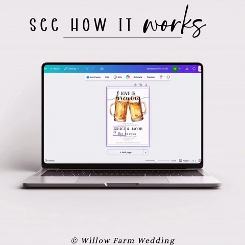 Beer Couples Shower Invitation Love is Brewing Brewery Party Invite Coed Wedding Shower Rustic Engagement Invite Template - Etsy