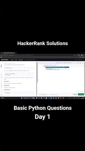 Solving my 1st Hackerrank problem - hello, world #pythonprogramming #hackerrank #hackerranksolutions